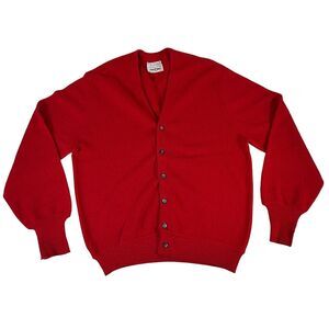 Arnold Palmer Robert Bruce Red Cardigan Sweater XL Alpaca Wool Mr Rogers USA